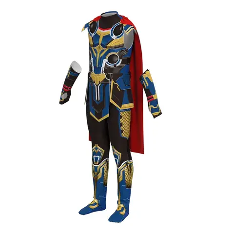 HN8 Movie Thor 4 Love And Thunder Odinson Cosplay Costume Chest Armor Props Shoe Covers Adult Men Halloween Costume Gold Out)4Dc