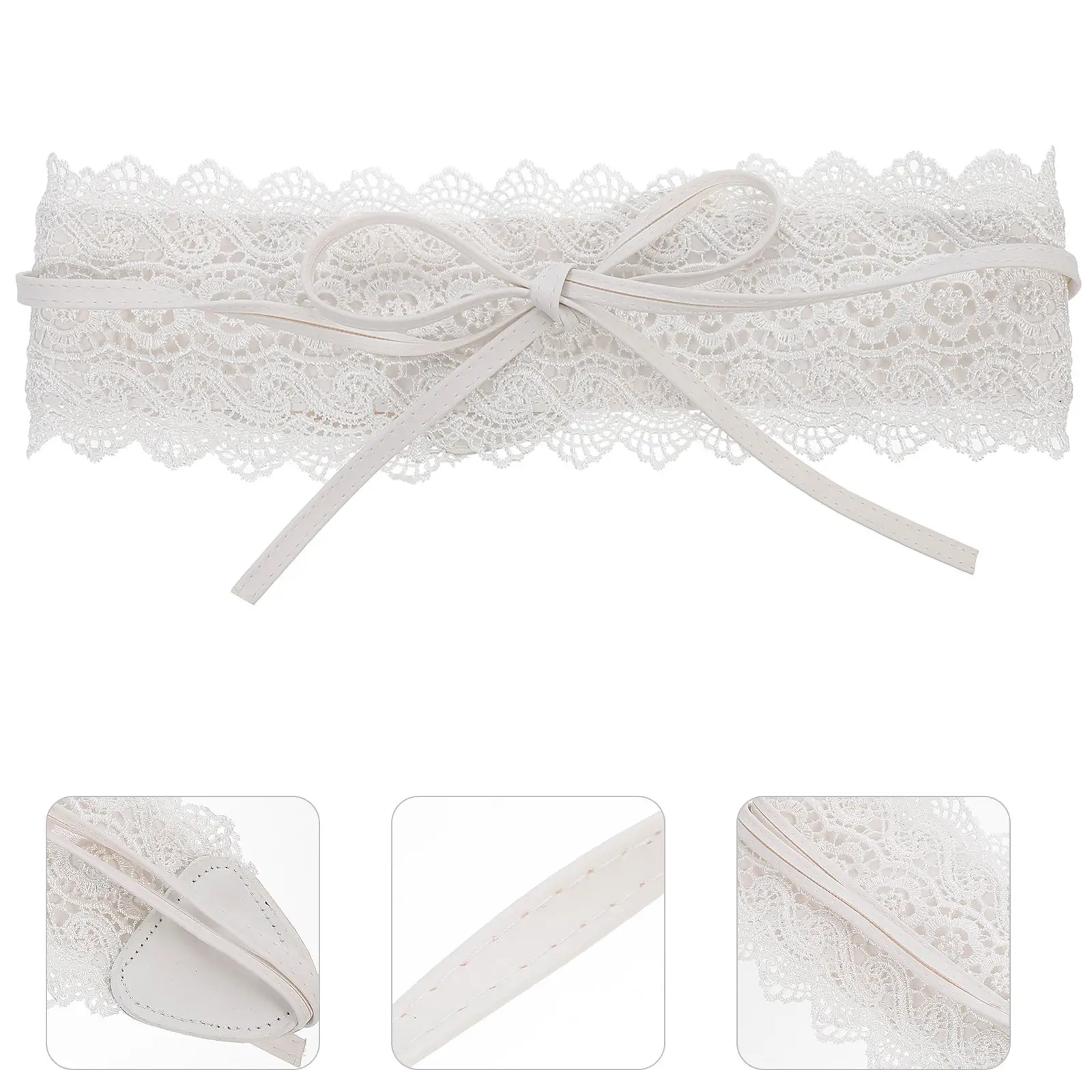 

Женский кружевной пояс-корсет из искусственной кожи, широкий, регулируемый, для платья, утягивающий, белый