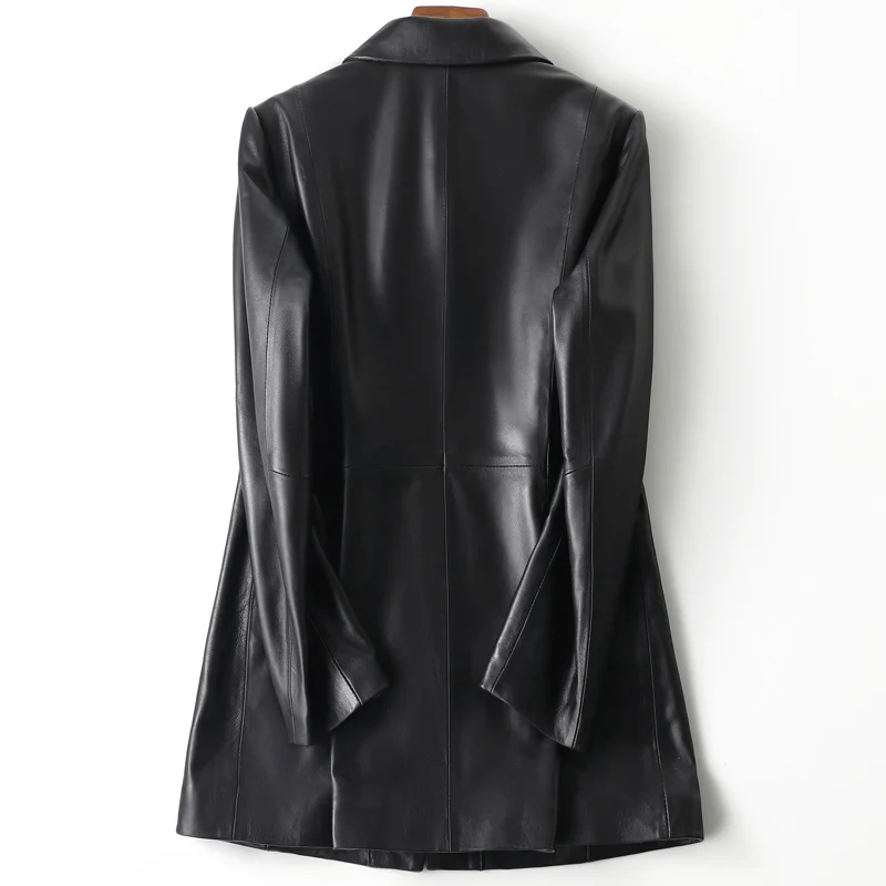 Trench in vera pelle di pecora per donna 2024 Autunno Inverno 100% giacca in vera pelle Cappotti e giacche casual di media lunghezza