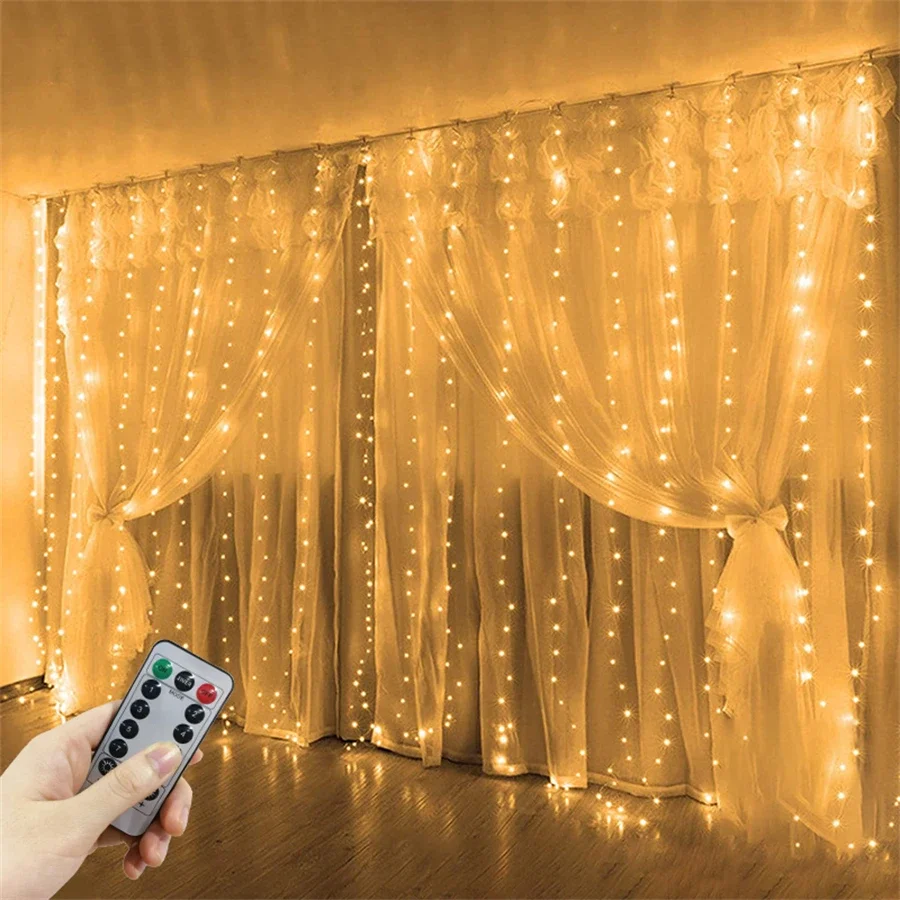 USB 8 Modes Christmas Halloween Bedrooms Wedding Lights 3/6m LED Curtain Light for Hanging Windows Birthday Party Decoration