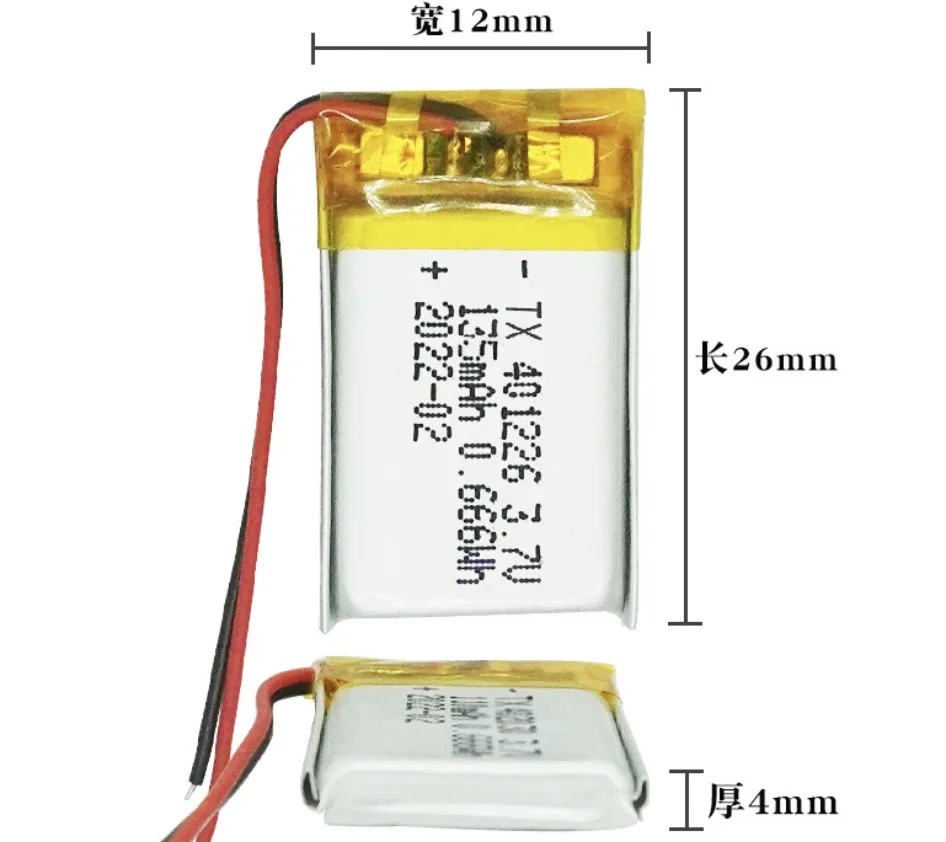 401226 بطارية ليثيوم 135mAh قياس درجة الحرارة سوار بطارية ليثيوم 401225 مسجل صوتي بطارية ليثيوم بوليمر