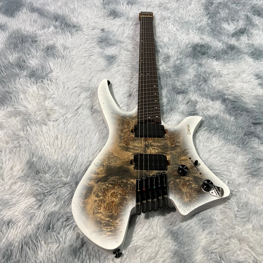 6-string headless guitar; portable guitar; high quality; H-H pickups; rosewood fingerboard; roasted maple neck; stainless steel