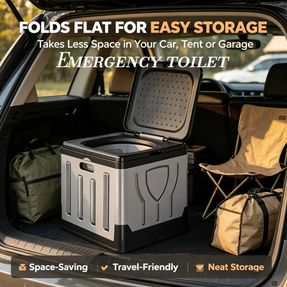 Collapsible Portable Camping Toilet Lightweight Folding Travel Toilet Leakproof Emergency Outdoor Car Camping Toilet Seat