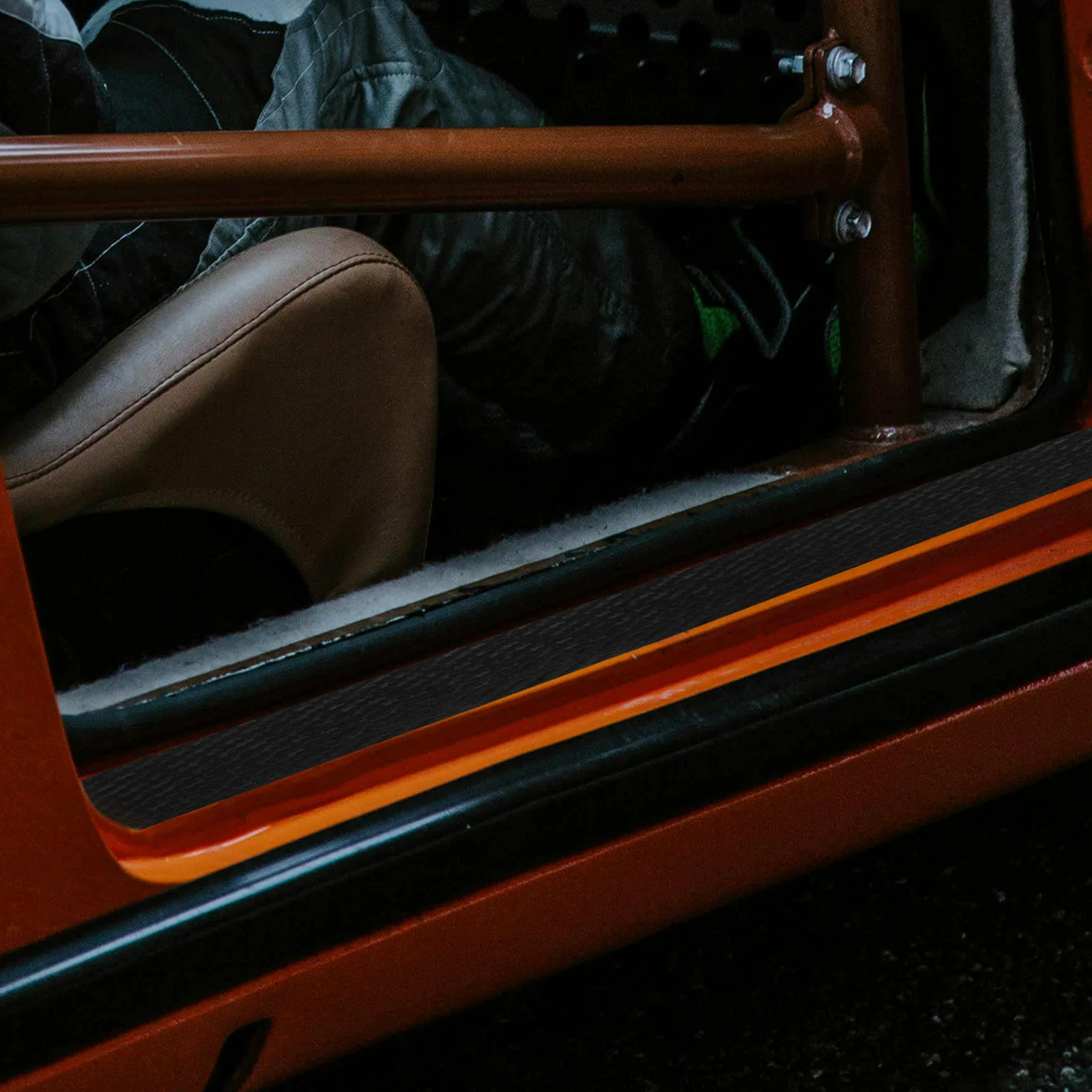 

2Pcs Car Door Edge Guards Matte Black Transparent Carbon Fiber Texture Scratch Protector Trim Strips Vehicle Door