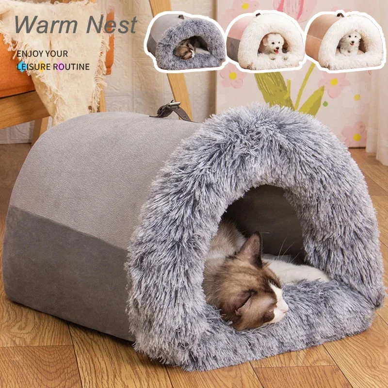 

Foldable Dog House Kennel Bed Mat for Small Medium Dogs Cats Winter Warm Cat Bed Nest Pet Products Basket Pets Puppy Cave Sofa