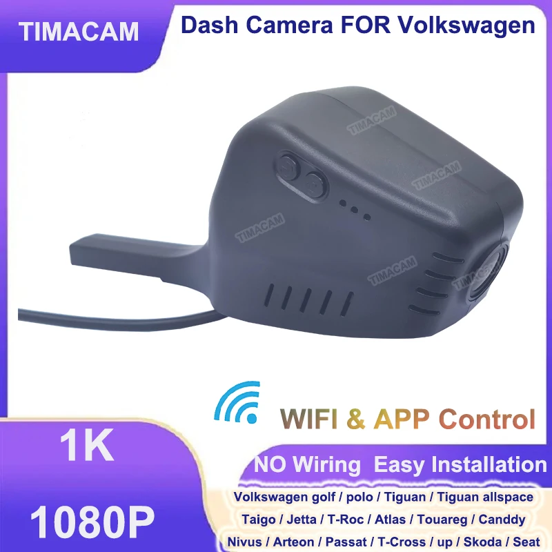 TIMACAM 1080P Dash Cam for Volkswagen VW Passat Tiguan golf polo Atlas Taigo Jetta T-Roc Touareg Canddy Nivus Arteon for Skoda