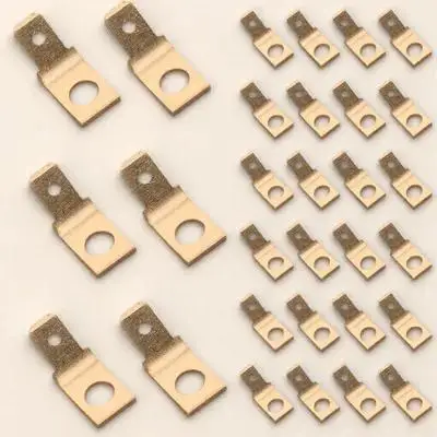 

100Pcs Brass Male Spade Connectors Ring Crimp Electrical Crimp Terminals for Automotive Industrial Wiring Speaker Wire