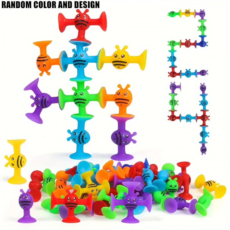 Juego de bloques de construcción, juguetes de succión para niños, rompecabezas DIY, juego adhesivo Montessori sensorial para liberar estrés, juguete para niños para autismo