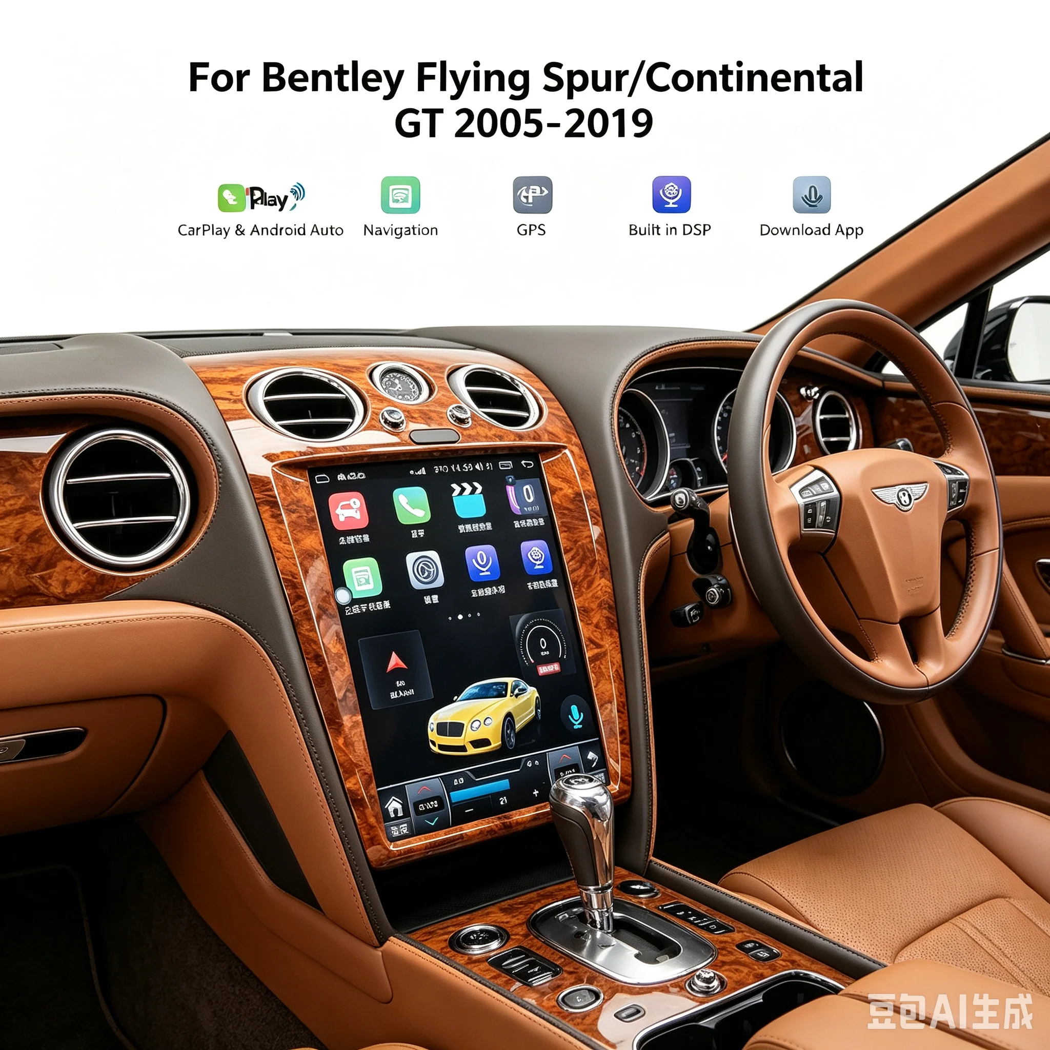 12.1'' Navigation 8 core Carplay For Bentley Continental GT 2005-2019 Multimedia Player Android 14 Auto GPS Navi Wireless Head