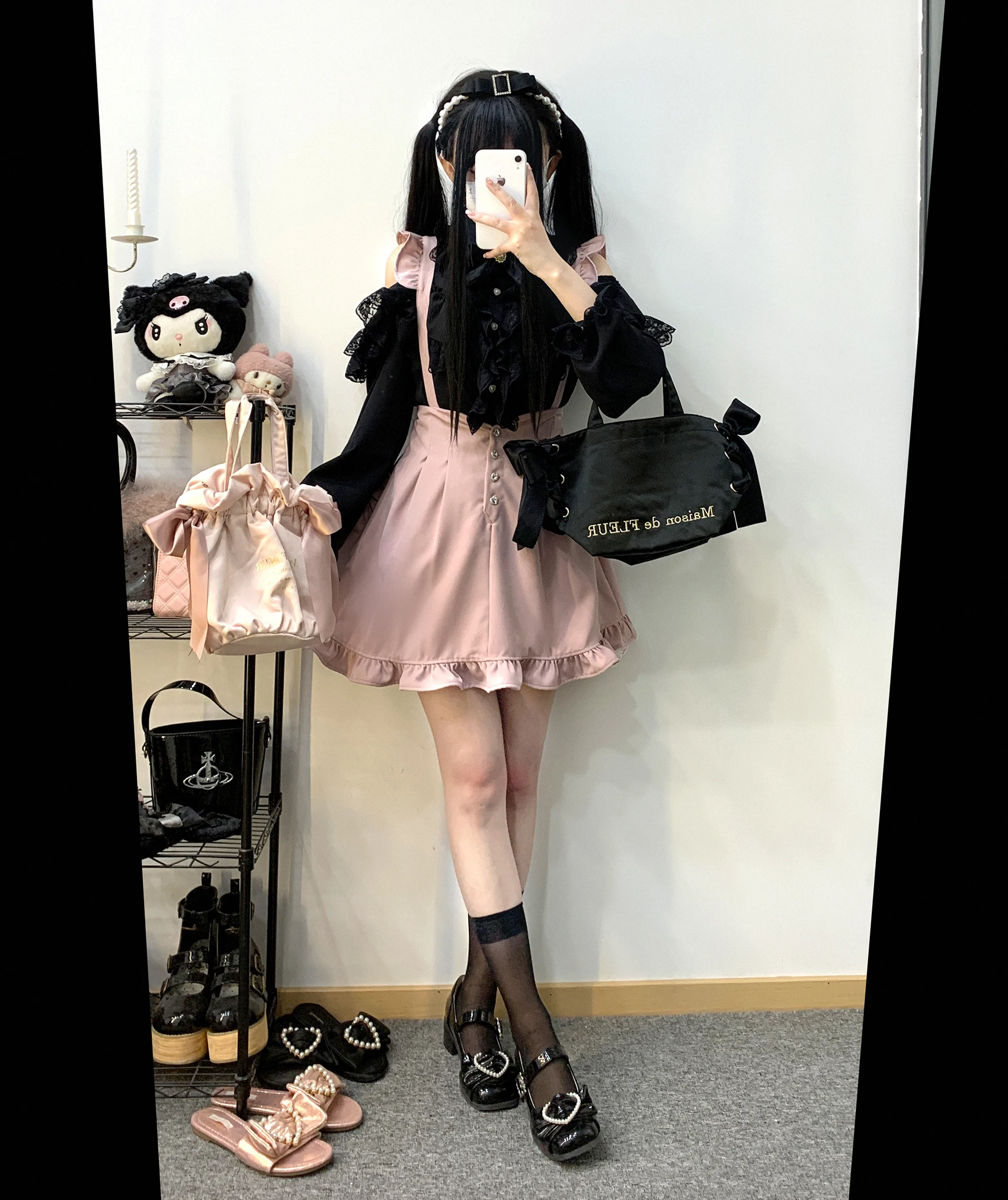 Dophee Original Landmine System Lolita Strap Skirts Cute Love Gem Single-breasted Ruffles High Waist Women Shorts Skirt Students