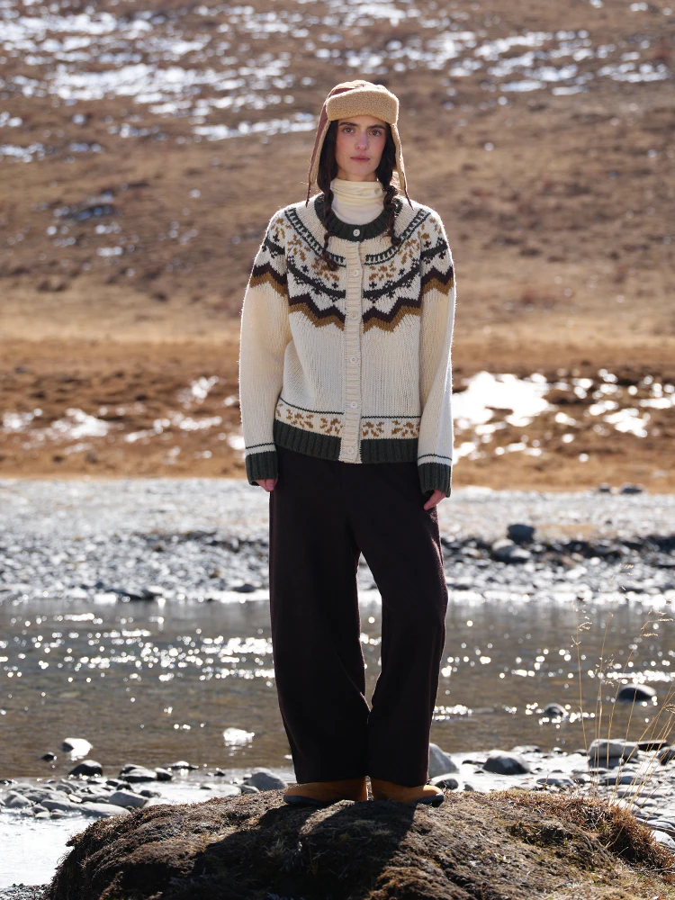 ItoIroI Wool Blend Tweed Wide Leg Casual Pants Autumn Winter Nine Tenths l Waist Button Ladies Faion Casual Pants