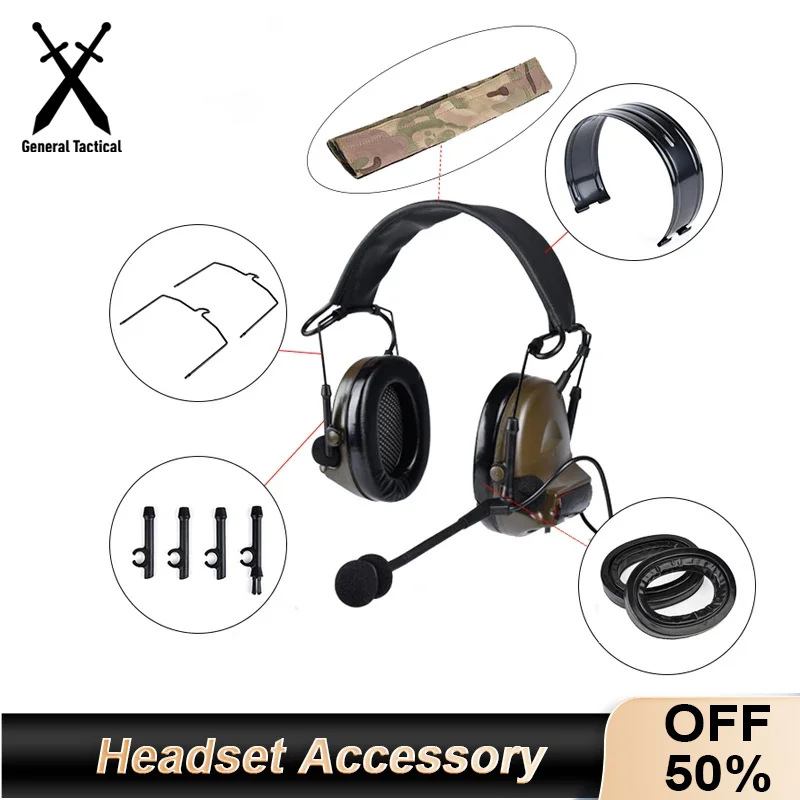 Tactical Comtact II Headset Accessory Sordin Silicone Earmuff C2 Earphone Hold Bracket Outdoor Shooting Headsets Support Set 