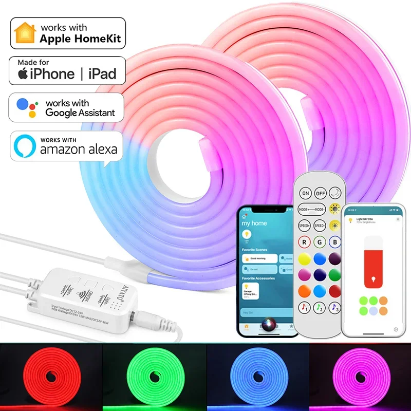 10M/32.8ft LED Neon Lights with Remote Homekit APP Control Flexible Neon Neon Flex Music Sync Flexible Rope Lights For Home