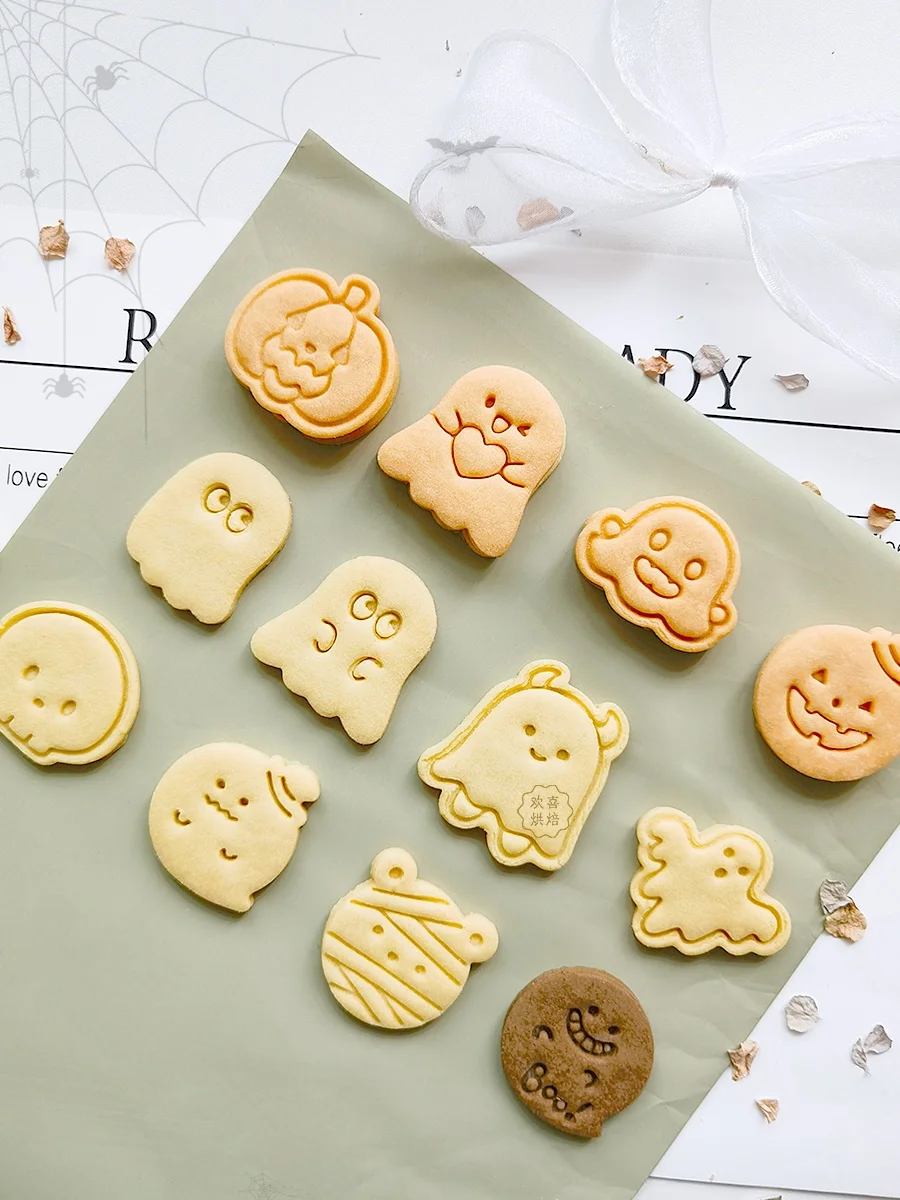 Prensa para Galletas de Halloween con Diseño de Calabaza y Fantasma, Herramienta de Repostería para Hacer Galletas, Uten...