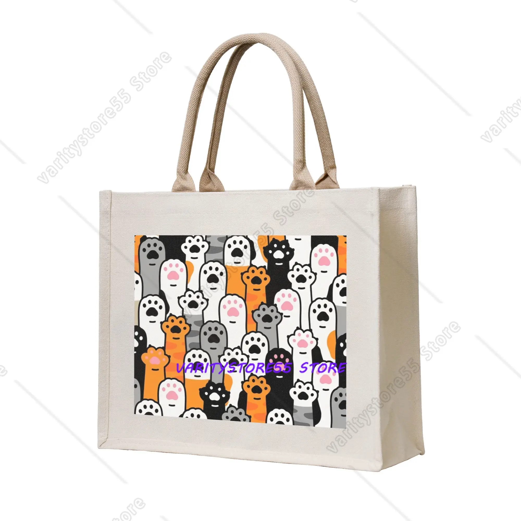 Fashion Print Funny Colourful Creative Cat Printed  Tote Shopping Bag Portable Shoulder Shopper  Handbag