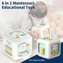 6 in 1 Montessori Educational Toys Sensory Busy Board Baby Practice Skills Drawer Cube Fidget Educational Children toy