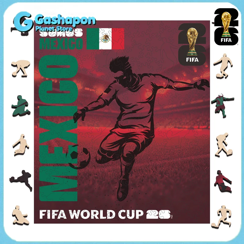

Деревянный пазл-головоломка «Чемпионат мира по футболу FIFA 2026 в Мексике»: Фигурки игроков, уникальные спортивные элементы, коллекционный подарок для футбольных фанатов, декор для дома
