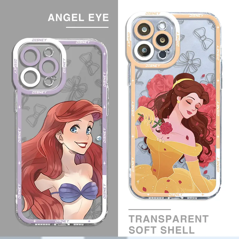 Disney Ariel Princess Phone Case for iPhone 7 8 SE 15 Pro Max 14 XR 13 Mini 11 XS Max 12 Pro 13 TPU TPU Transparent Soft Cover