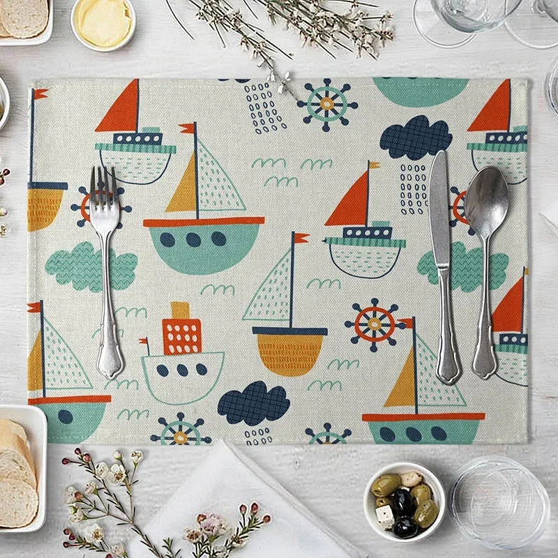 Tiger Lion Place Mat Cartoon Animal Pattern Table  Creative  Napkin For Wedding Kitchen Decor Marine Life Placemat