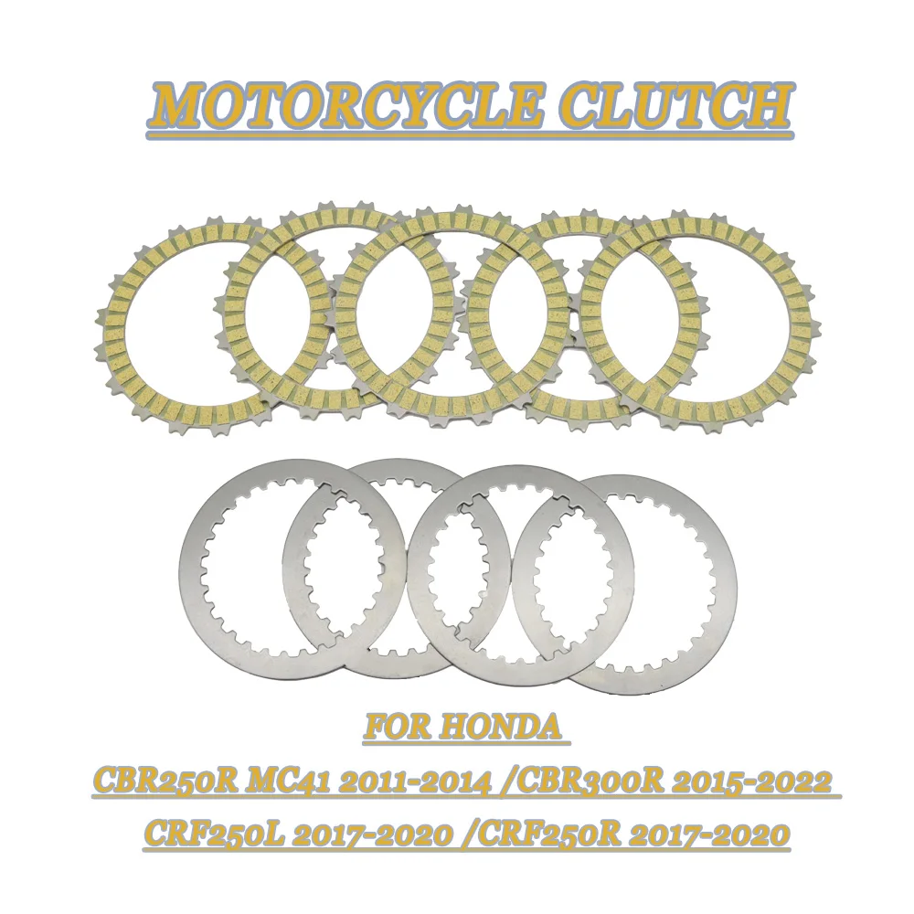 

Комплект фрикционных стальных дисков сцепления мотоцикла для HONDA CBR250R MC41 2011-2014 CBR300R 2015-2022 CRF250L CRF250R 2017-2020