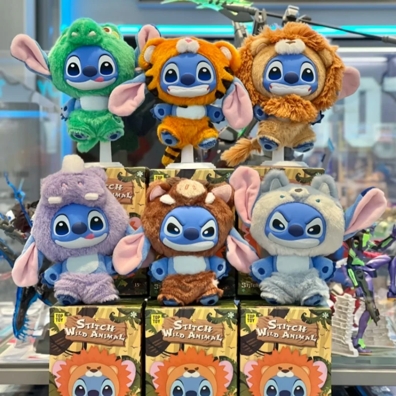 

Плюшевая виниловая фигурка Disney Stitch из серии «Дикие животные» в закрытой коробке, настольное украшение, подвеска, подарок на день рождения для детей и коллекционеров