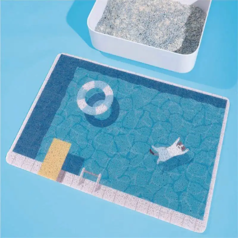 Cat Litter Mat Swimming Pool Cat Litter Basin Mat Falling Sand Splash-proof Mat Entering The Door Non Slip Silk Ring Floor Mat