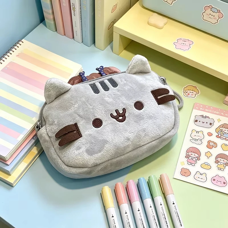 Kawaii Pusheen Federmäppchen Cartoon Dicke Katze Große Kapazität Schüler-Schreibwarentasche Kosmetiktasche Reise-Aufbewahrungstasche Geschenke