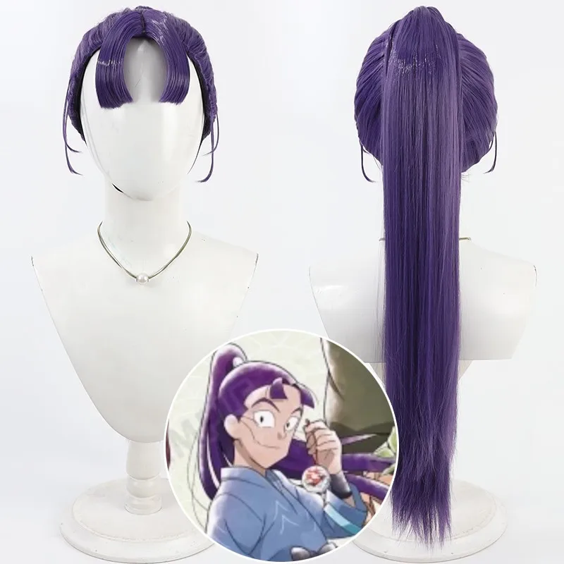 

Парик для косплея Nintama Rantaro Tachibana Senzo, длина 70 см, фиолетовый хвост, термостойкие синтетические волосы
