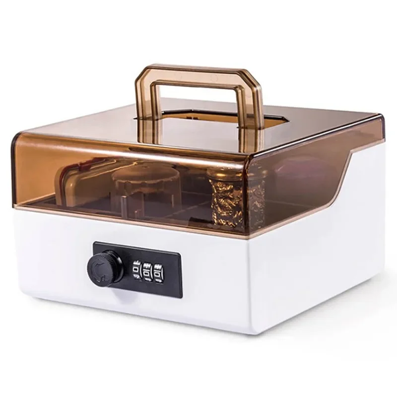 여행 가방 암호 도장 상자 투명 잠금 다기능 사무용품 안전 보호, 5 셀 보관 정리함 도구 상자