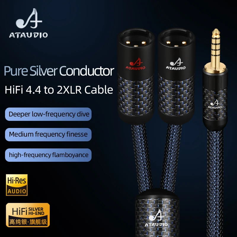 HiFi 4.4mm to 2XLR Audio Cable  Hi-end Pure Silver Core Balanced 4.4mm to 2XLR Male/Female Connector Amplifier Mixer Cable