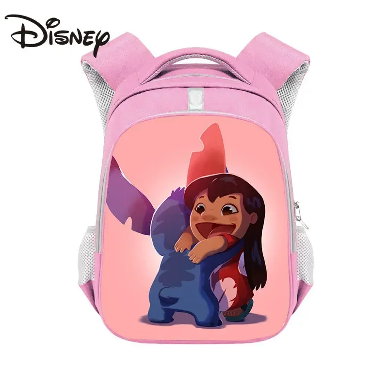 Nowy tornister Disney Stitch Pink Girl Fashion dla 6-12 lat, aby zmniejszyć obciążenie i chronić tylną torbę na ramię