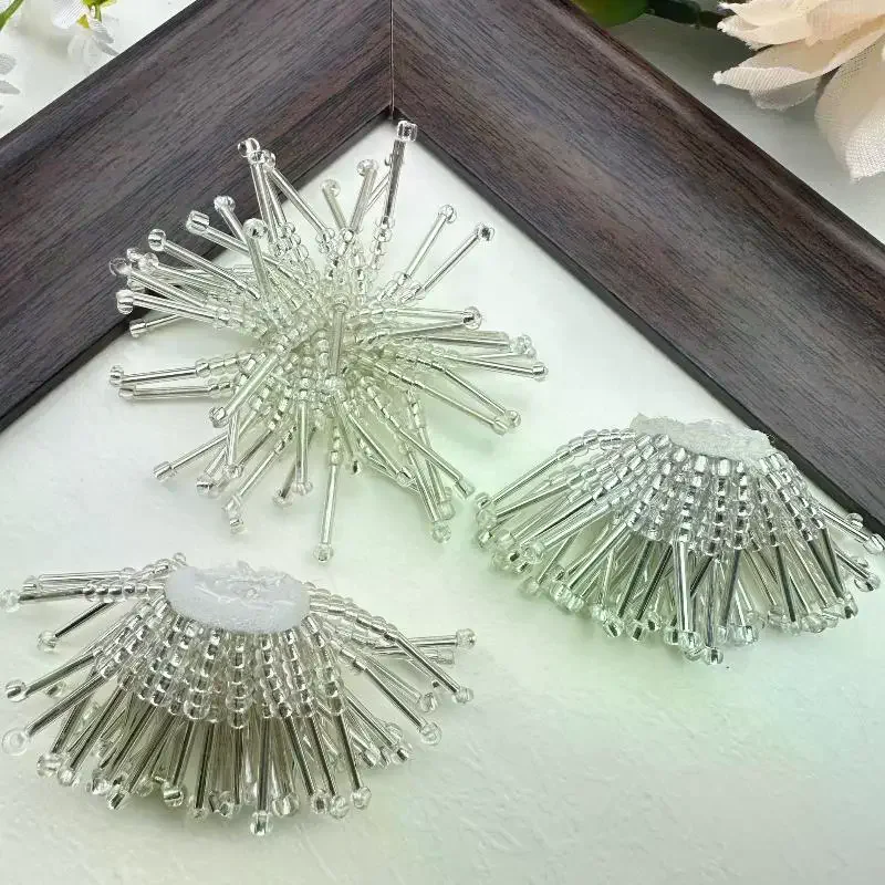 Versatile Handmade Flower Tube Beads Patch Sewing Embellishments 3D Design Rice Beads Applique Clothing Accessories DIY Material