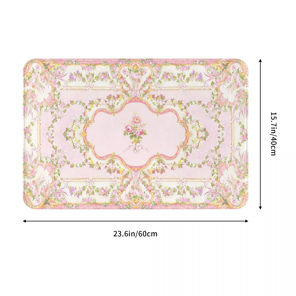 French Rococo Pink Floral Watercolor Panel Doormat Dust-proo Carpet Rug Kitchen Entrance Home Floor Mat for Living room Footpad