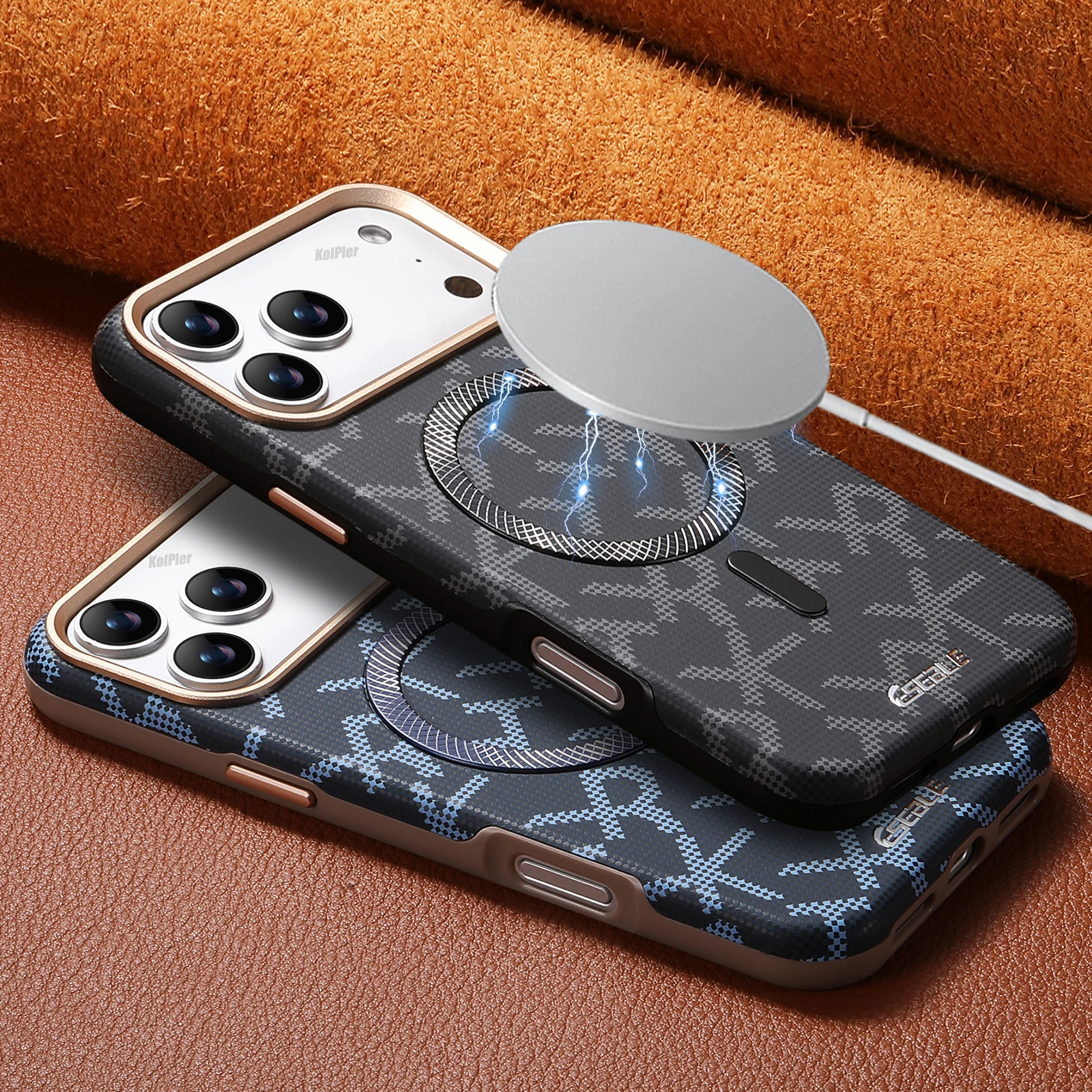 Premium Artificial Leather Magnetic Case For iPhone 17 Pro Max 16 15 14 13 Air Textured Finish Metal Buttons Protective Cover