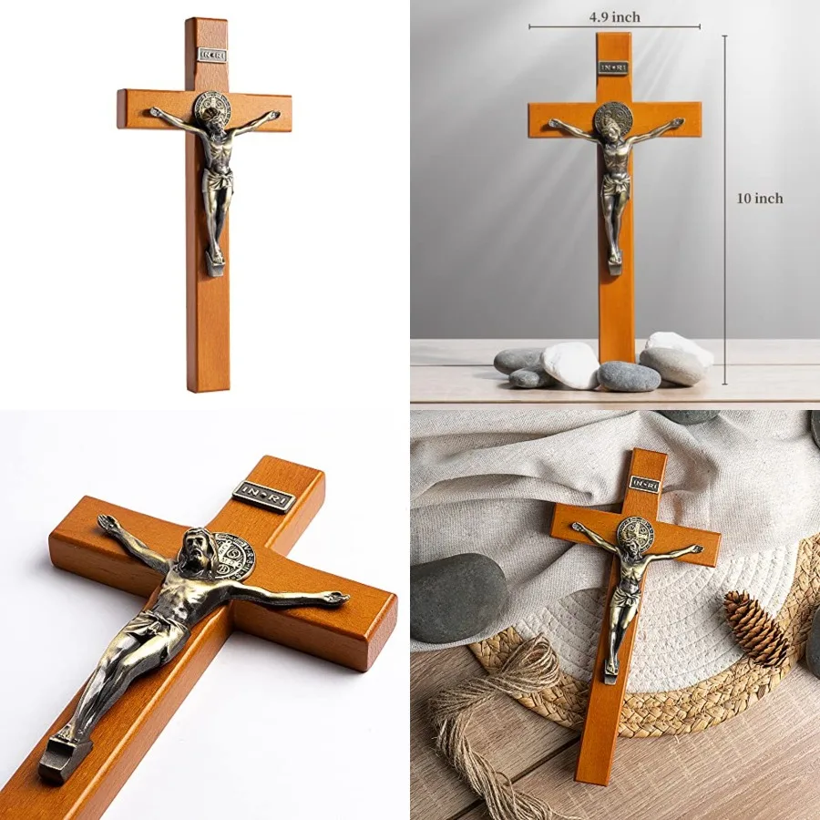 

Crucifix Wall Cross en Jesus Christ Catholic Hanging Wall Cross for Home Decor 10 Inch Cross For Wall en 10 L x 4.9 W
