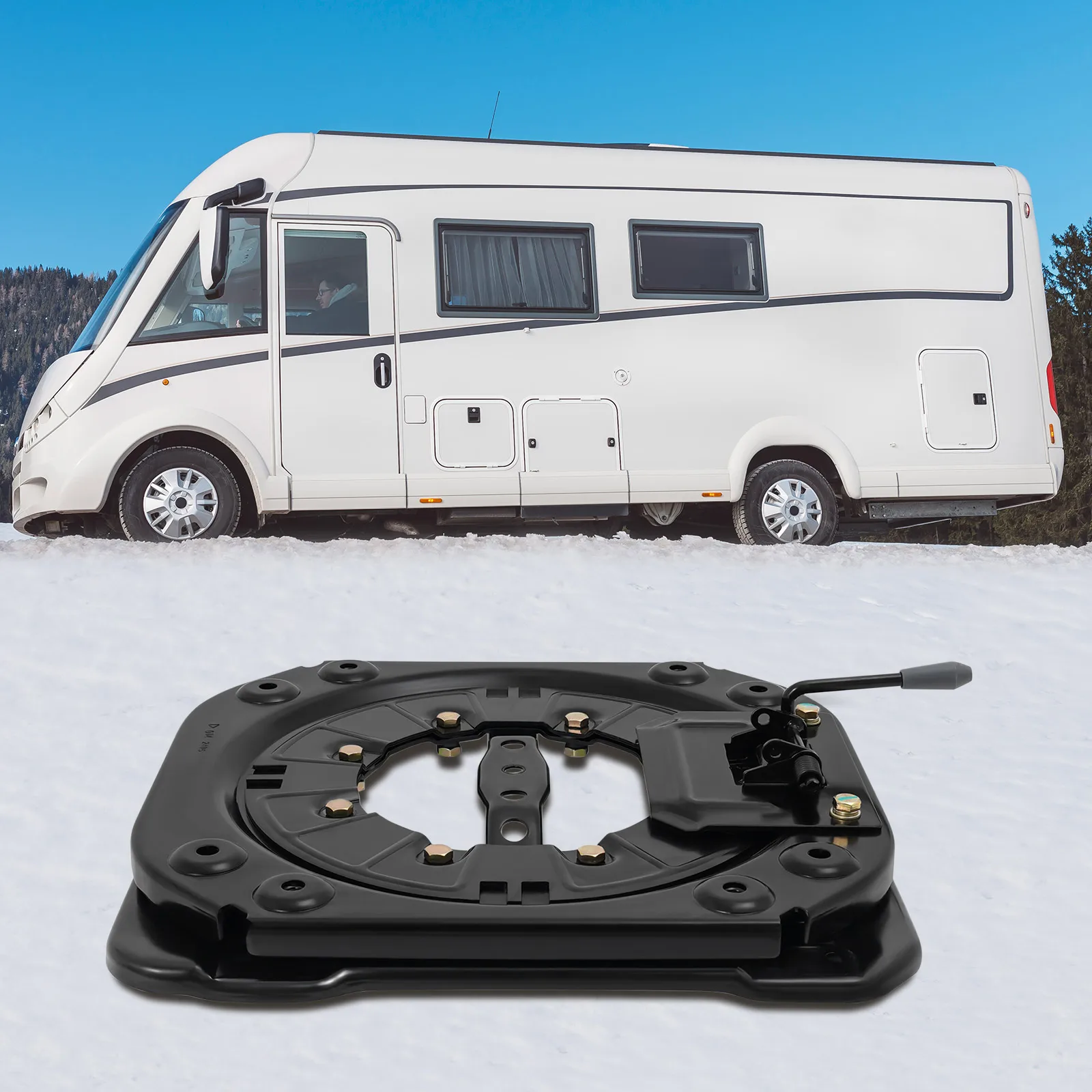 قاعدة دوارة لمقعد RV بزاوية 360 درجة من الفولاذ المدرفل على البارد 130 كجم تحميل عالمي مناسب لشاحنة التخييم المتنقلة