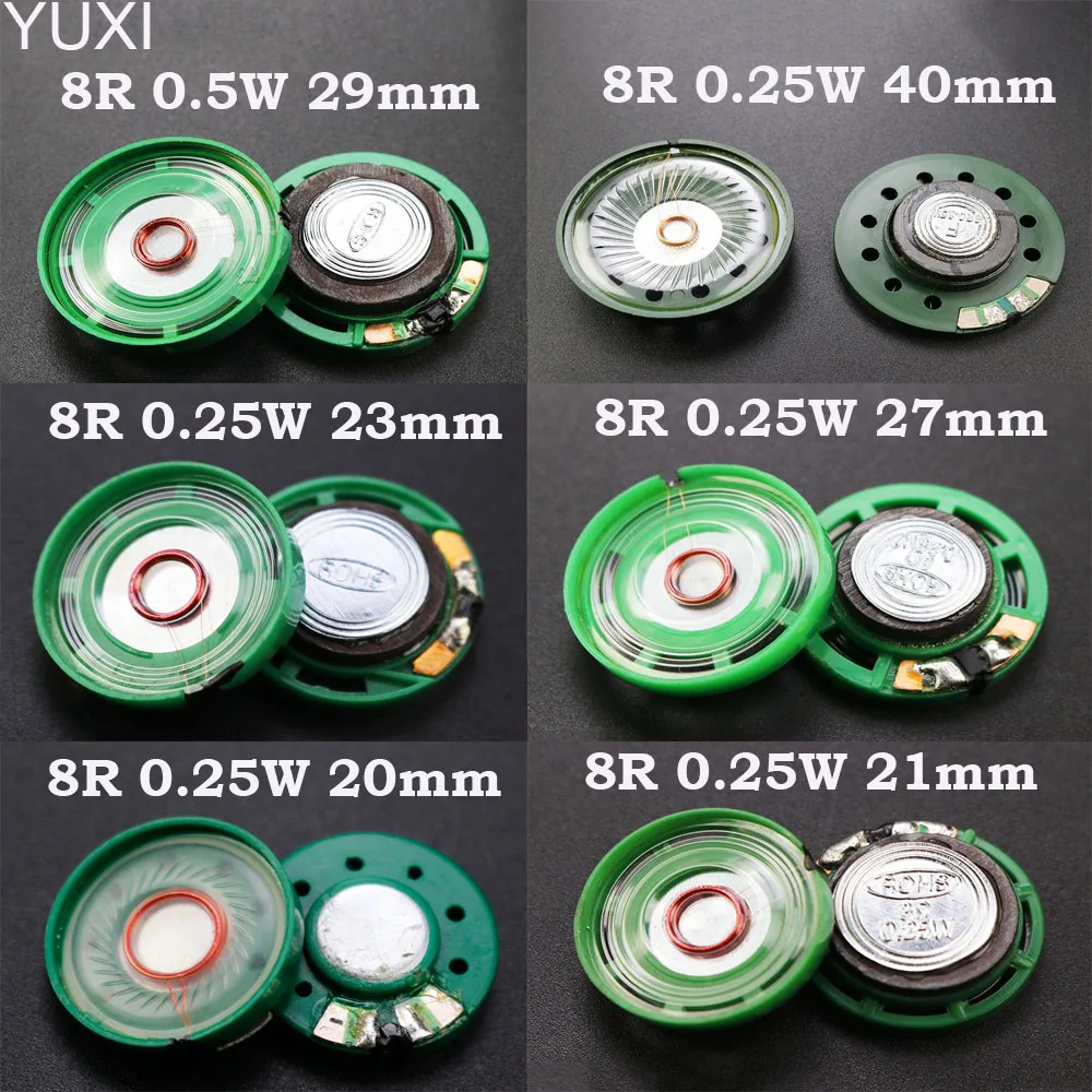 YUXI 1PCS New Ultra-thin Speaker Doorbell Horn Toy-car horn 8 ohms 0.25W 0.5W 8R Speaker 20 21 23 27 29 40mm Diameter