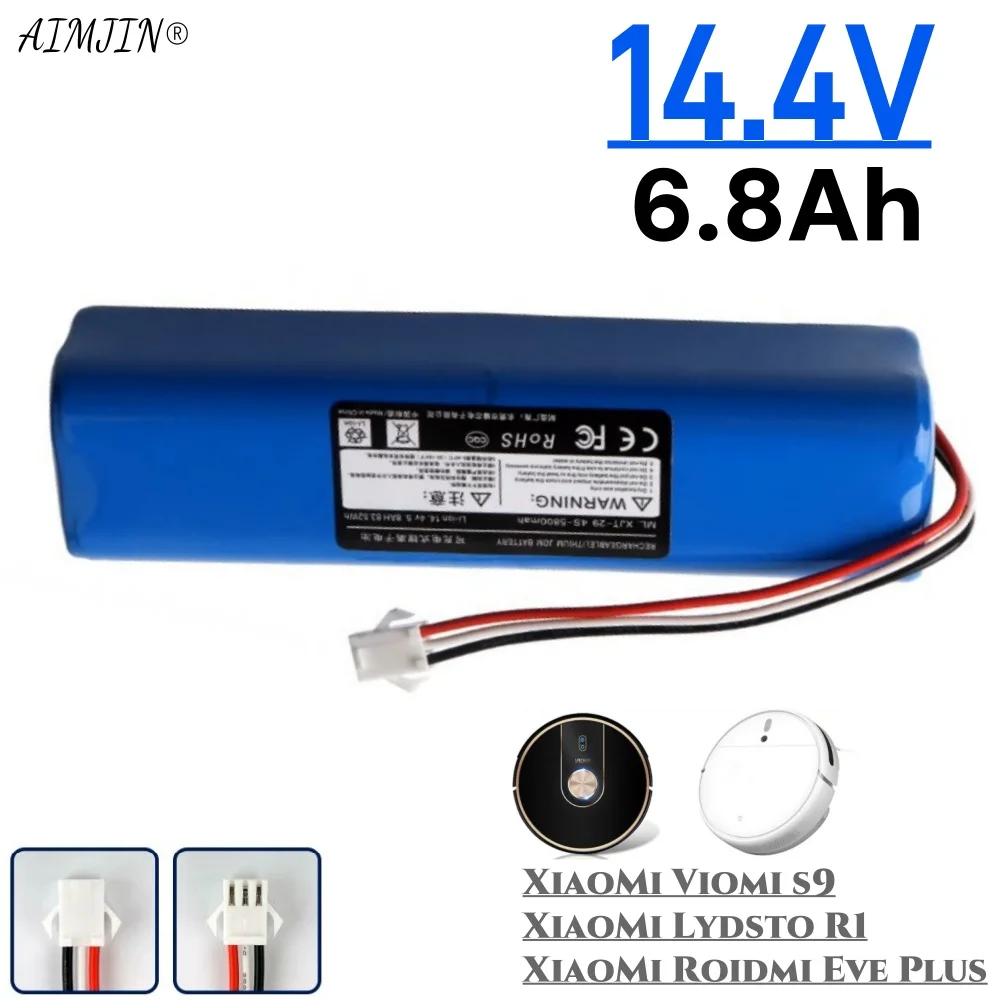 

New 14.4V 6800mAh Robot Battery For Xiaomi Viomi S9 ROIDMI EVE PLUS Robotic Vacuum Cleaner