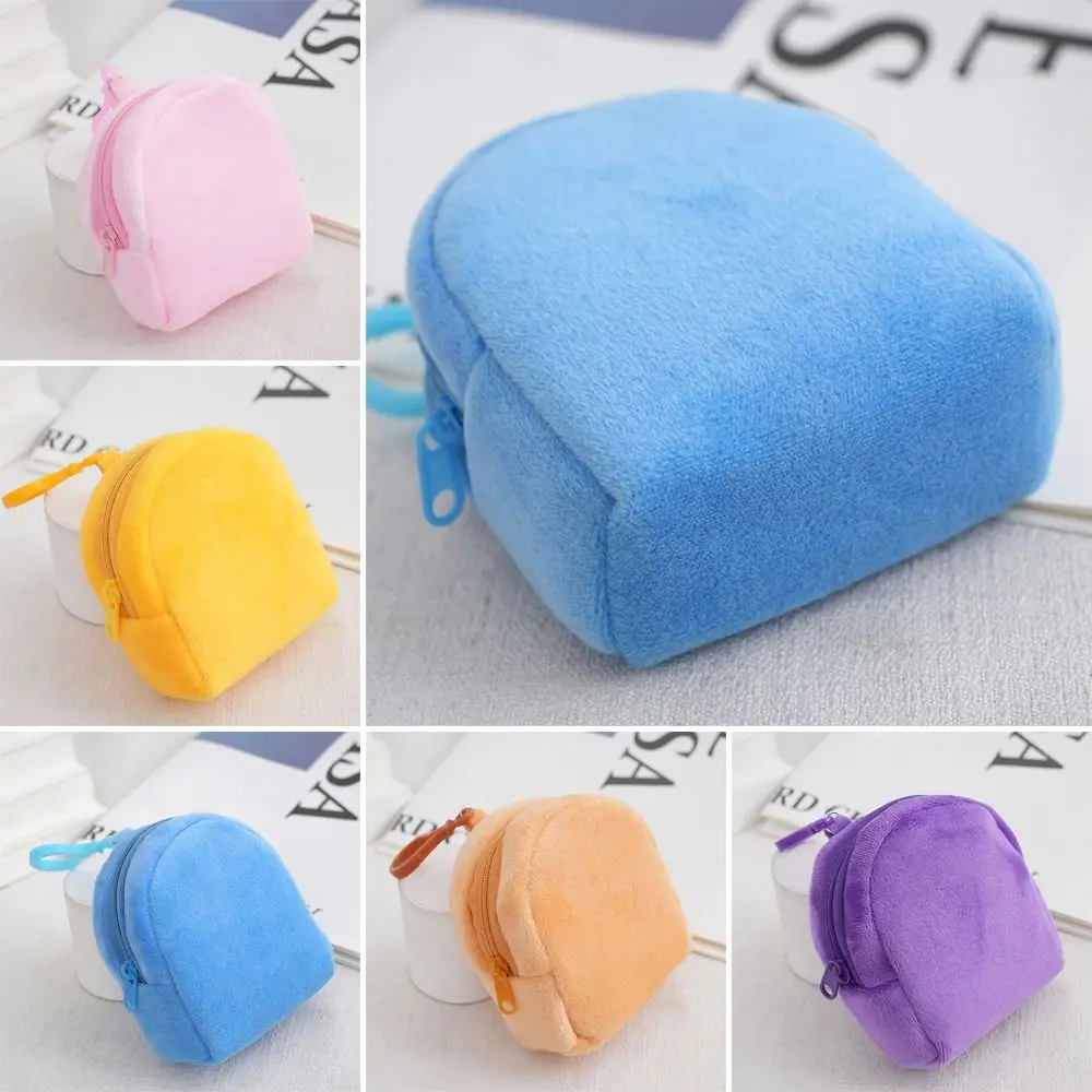 1 buah tas sekolah mewah dompet koin Kawaii warna murni gantungan kunci lucu dompet kartu ID tas koin permen untuk wanita