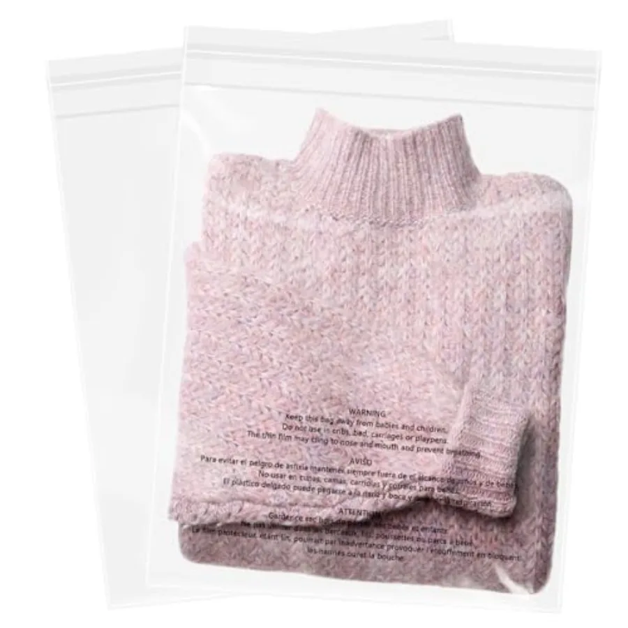 

Count Self Seal Clear Poly Bags with Suffocation Warning for aging, Shipping, Clothing, Shirts and FBA - Resealable Adhesive