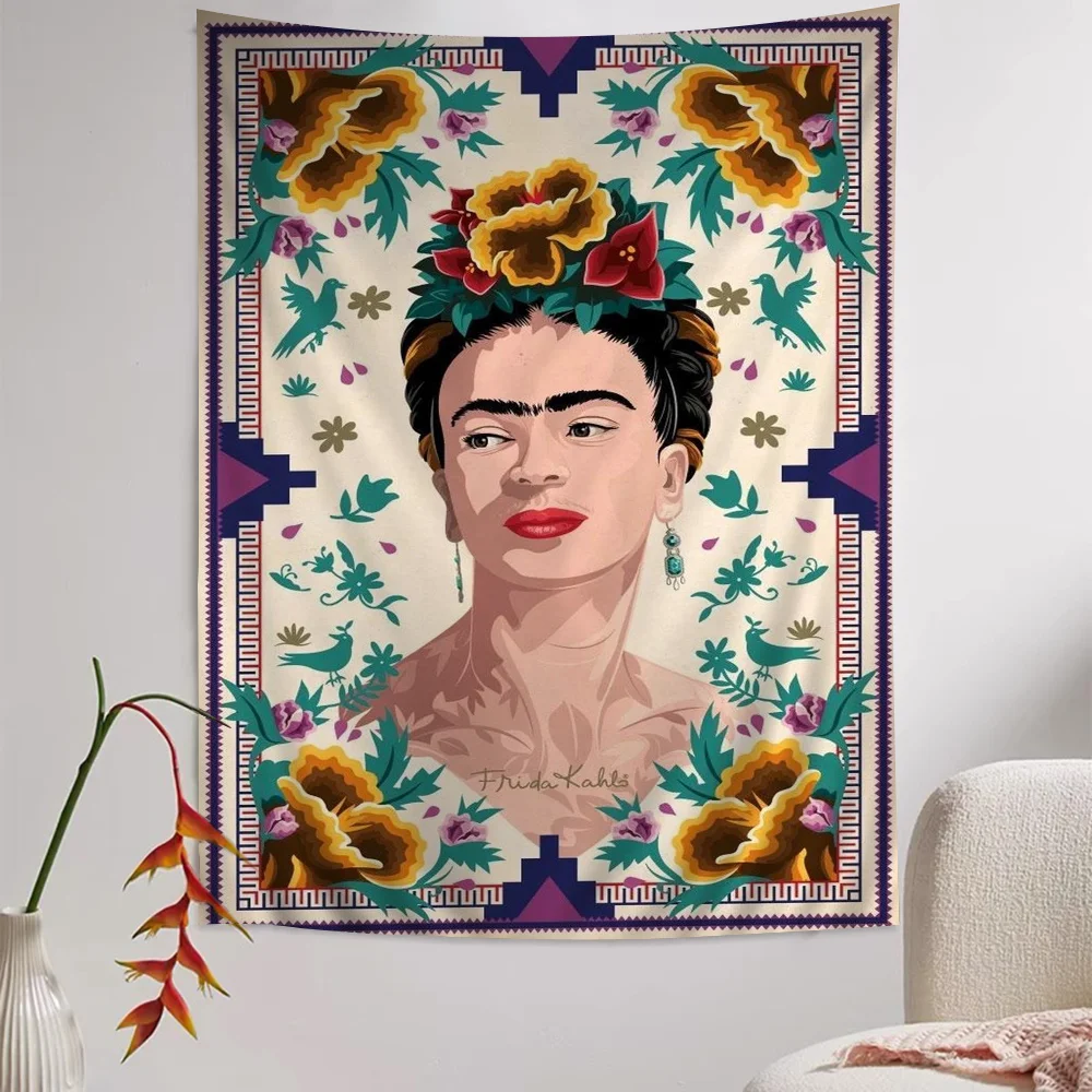 F-Frida K-Kahlo Anime Tapestry Hanging Tarot Hippie Wall Rugs Dorm Home Decor