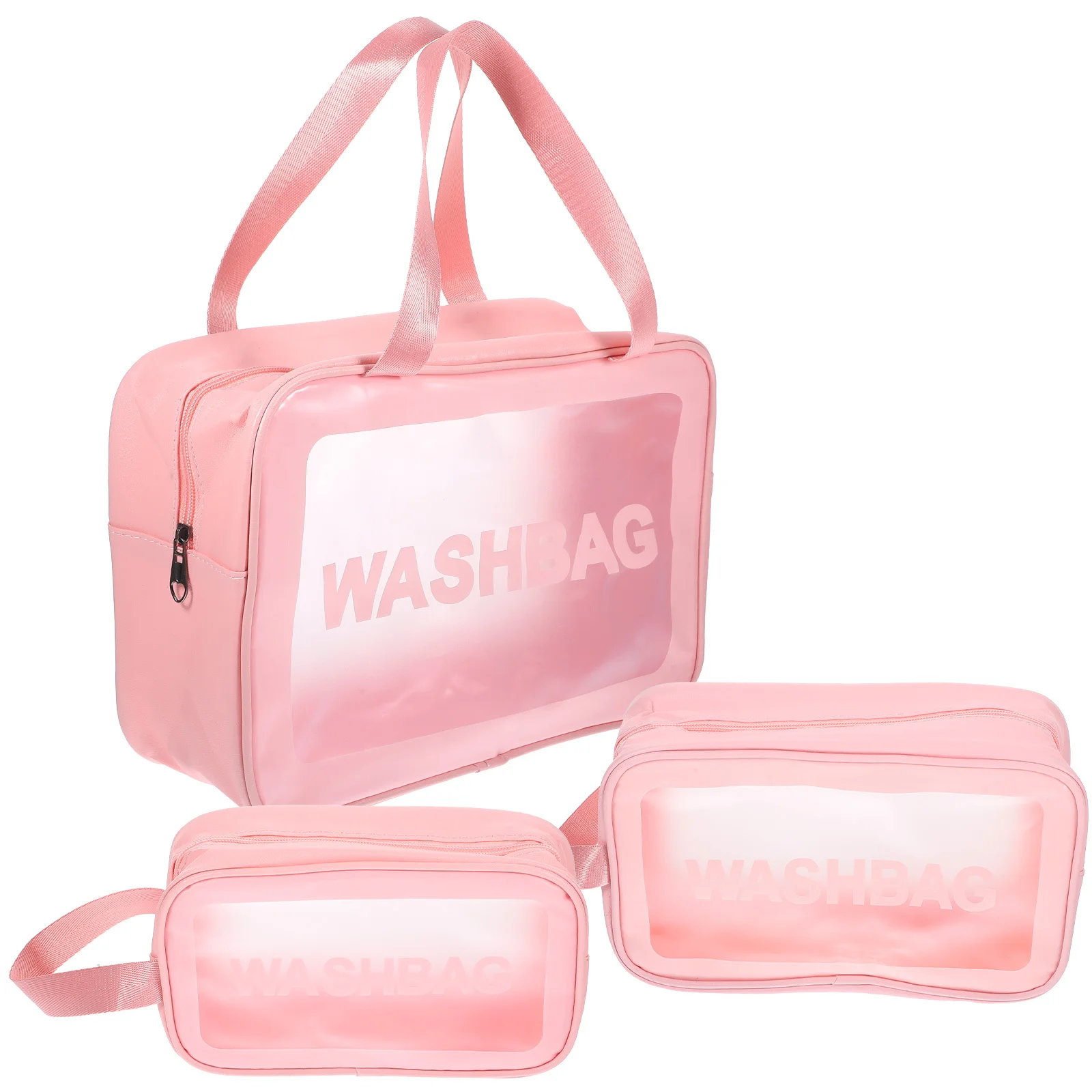 3 قطع من حقائب أدوات الزينة للسفر، مجموعة حقائب مكياج شفافة، سعة كبيرة، مقبض مادة سميكة، حقيبة محمولة، أساسيات السفر