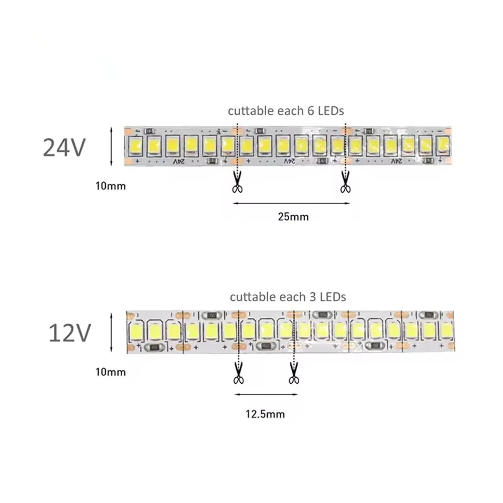 10 Meter LED-Streifenlichter 2835 Flexband 12 V 24 V Seil 2400 LEDs Kaltweiß 6500 K Naturweiß 4000 K Warmweiß 3000 K – Detail 1