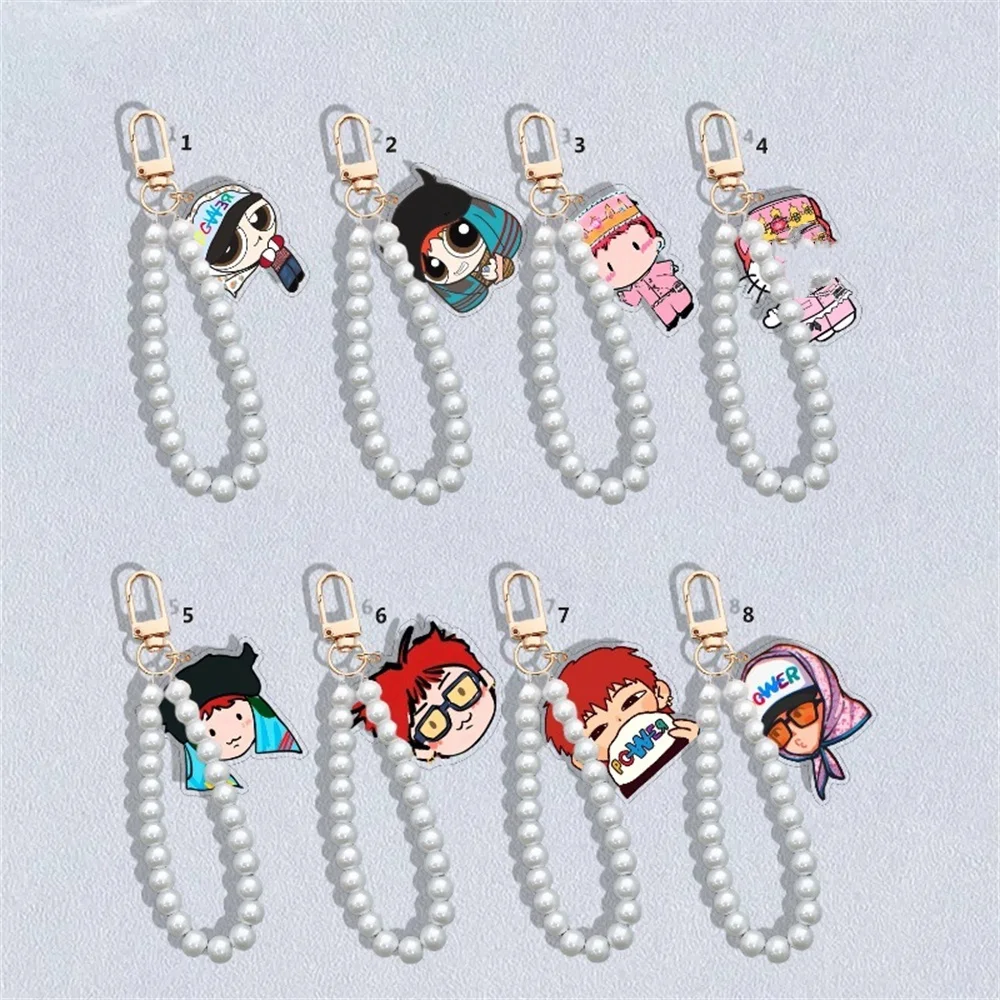 KPOP BIGBANG G-DRAGON 2Pcs/Set Keychain Pearl Chain POWER Car Door Keyring Pendant Acrylic Backpack Accessories GD Fans Gift