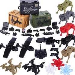 City Scene UAV Air Vehicle Building Blocks Army Soldier Figures Accessories Street View Plane Gun War Robot Dog Bricks Toys Boys