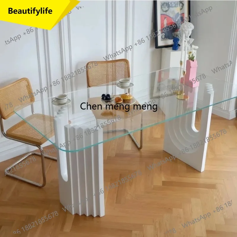 

A53 Large apartment light luxury dining table, household high-end glass dining table