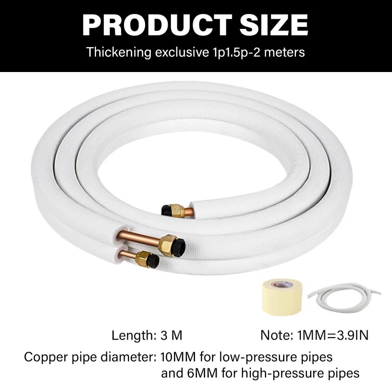 New 3M Insulated Copper Aluminum Connecting Pipe 1/4'' 3/8'' Air Conditioner Pi…