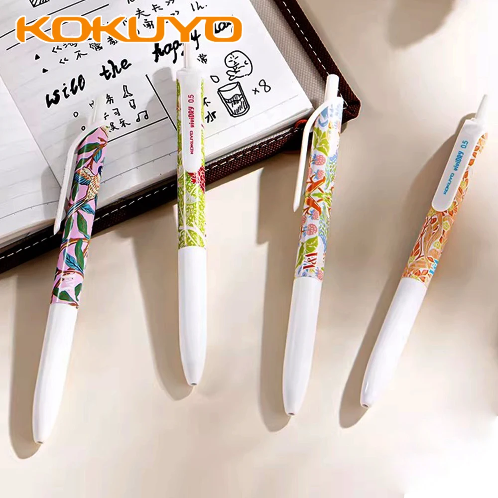 4pcs Japan KOKUYO Gel Pens Press Type Quick Drying for Writing Black 0.5mm Replaceable Core Signing School Office Art Supplies