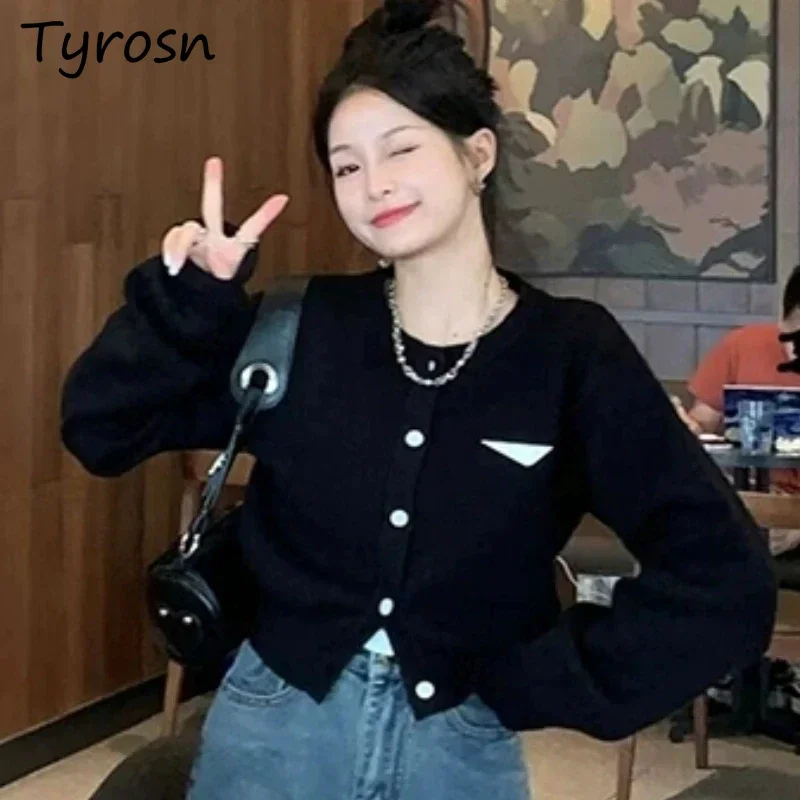 

Crop Cardigan Women Autumn Soft Tender Outwear Hotsweet Knitting Casual All-match Fashion Korean Style Students O-neck Clothing