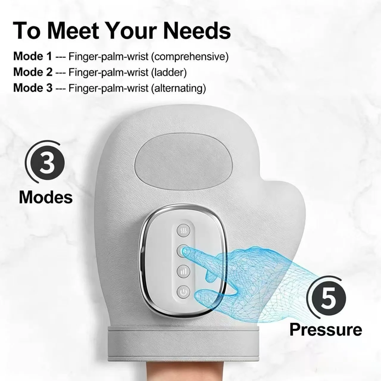 Portable Electric Hand Massager Gloves, Airbag Compression and Vibration for Finger Wrist, Carpal Tunnel Pain Relief Device